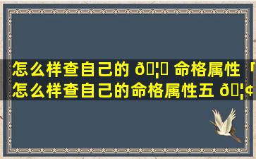 怎么样查自己的 🦍 命格属性「怎么样查自己的命格属性五 🦢 行」